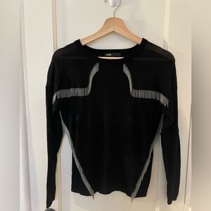 Maje black sweater with silver chain detail